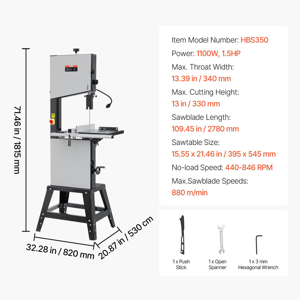 Juostinės pjovimo staklės VEVOR HBS350, 1100W