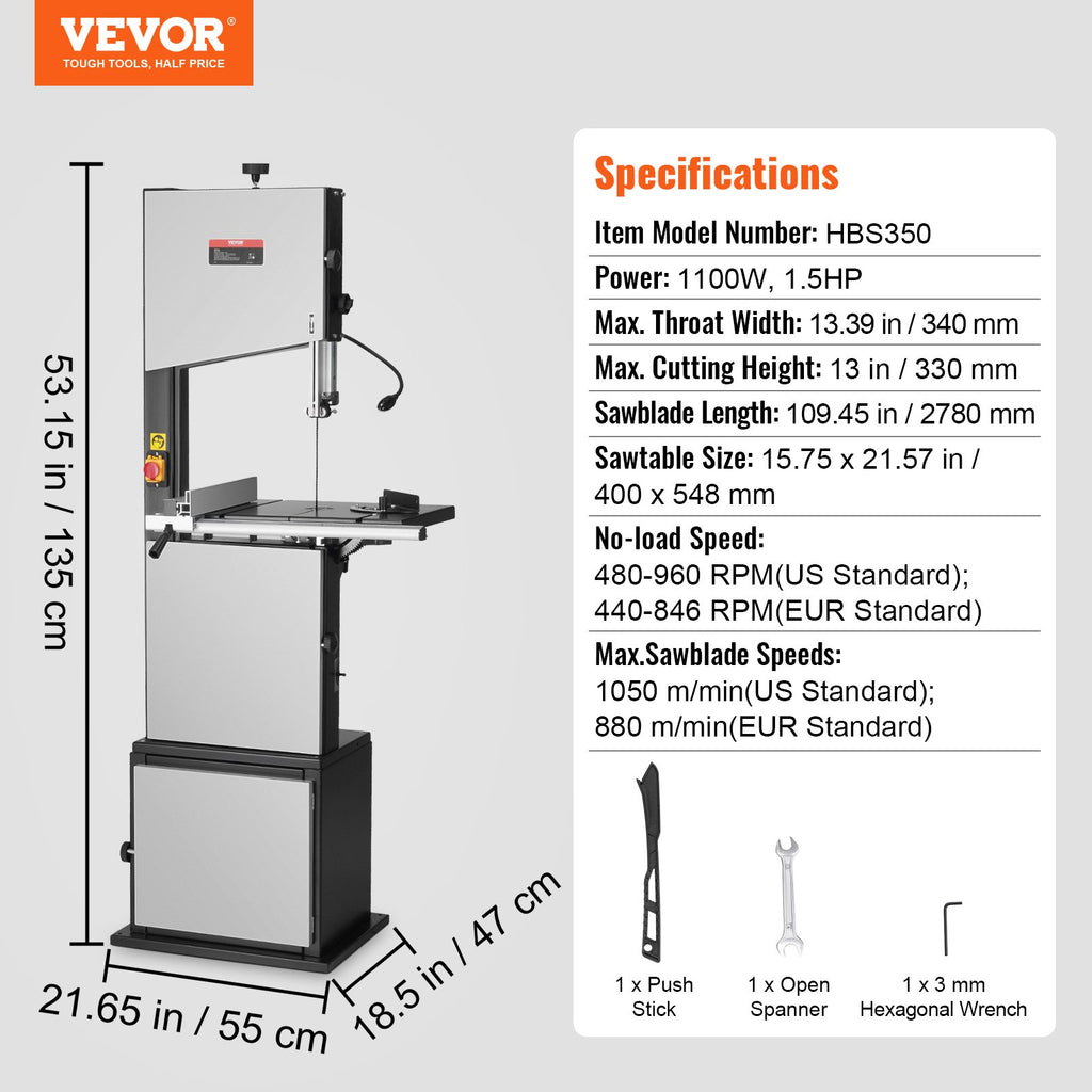Juostinės pjovimo staklės VEVOR HBS350, 1100 W