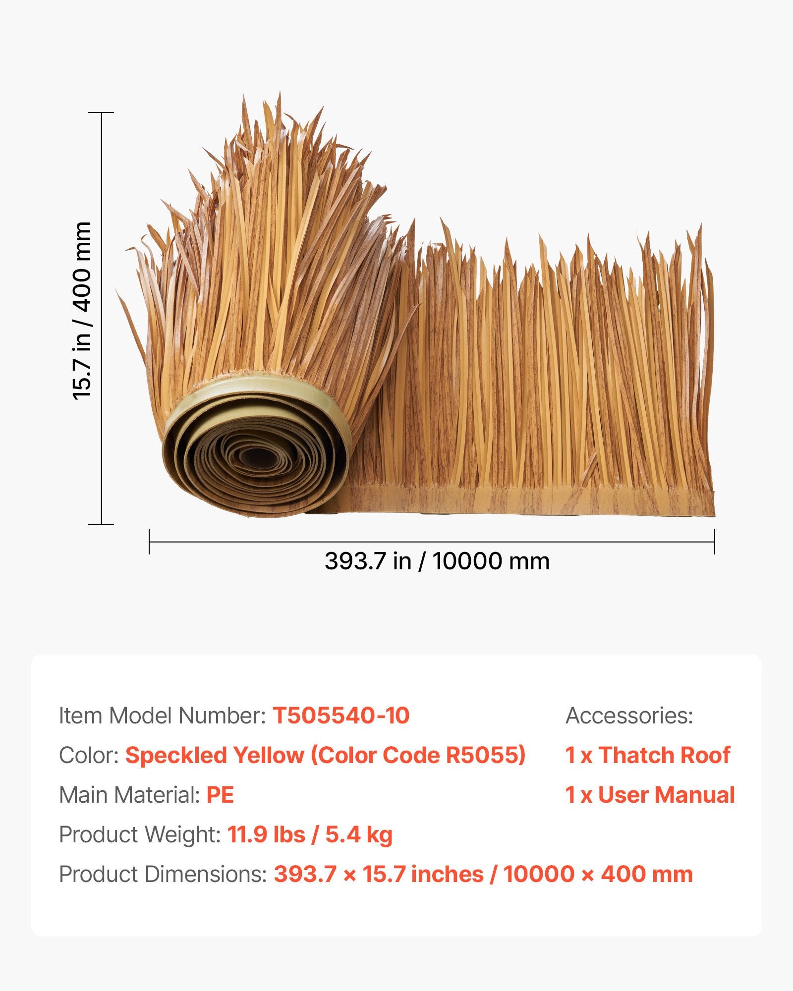 Dirbtinis nendrinis stogas VEVOR T505540-10, 0,4 x 10 m