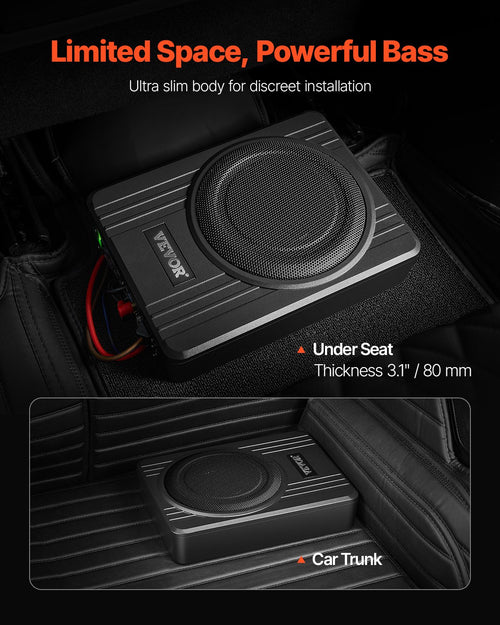 Automobilinė žemų dažnių kolonėlė po sėdyne VEVOR YL-105C, 300W