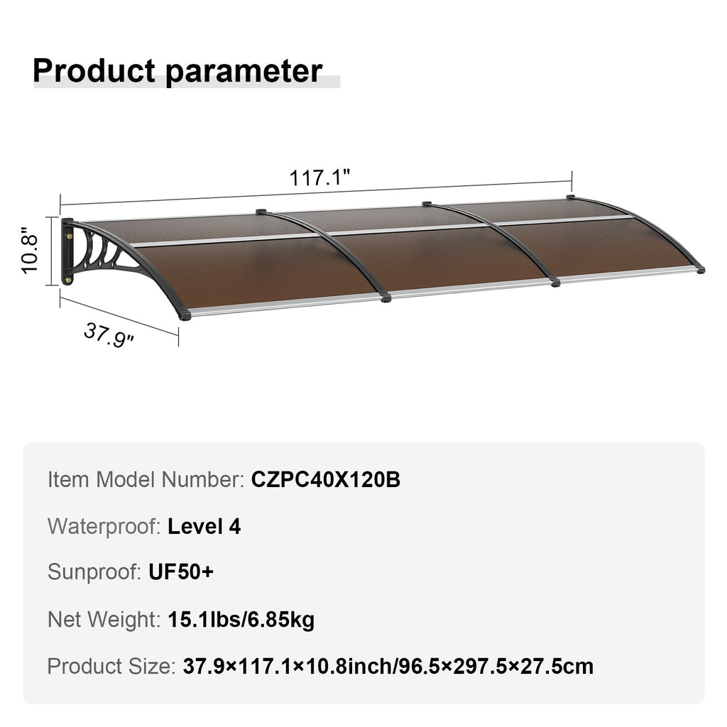 Stogelis virš durų ir langų VEVOR CZPC40X120B, 100 x 300 cm