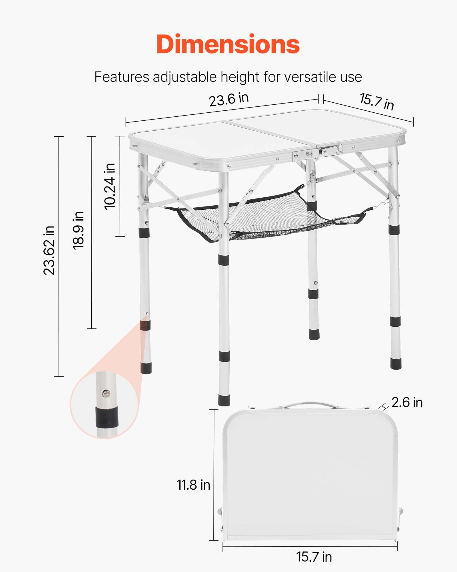 Sulankstomas kempingo stalas VEVOR GV-Z80, 60x40 cm