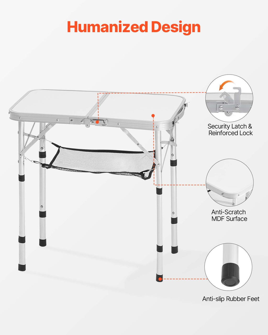 Sulankstomas kempingo stalas VEVOR GV-Z80, 60x40 cm