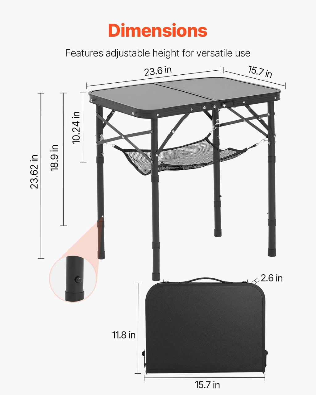 Sulankstomas stalas VEVOR GV-Z80-1, 60x40 cm