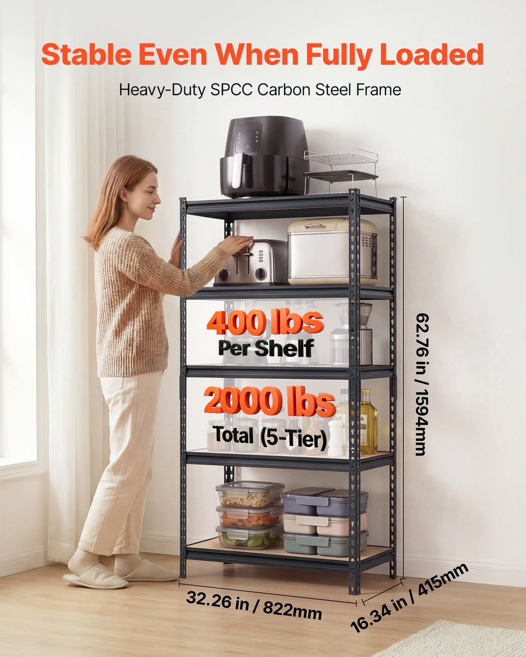 Sandėliavimo lentyna VEVOR SFS3216RA, 907,2 kg keliamoji galia