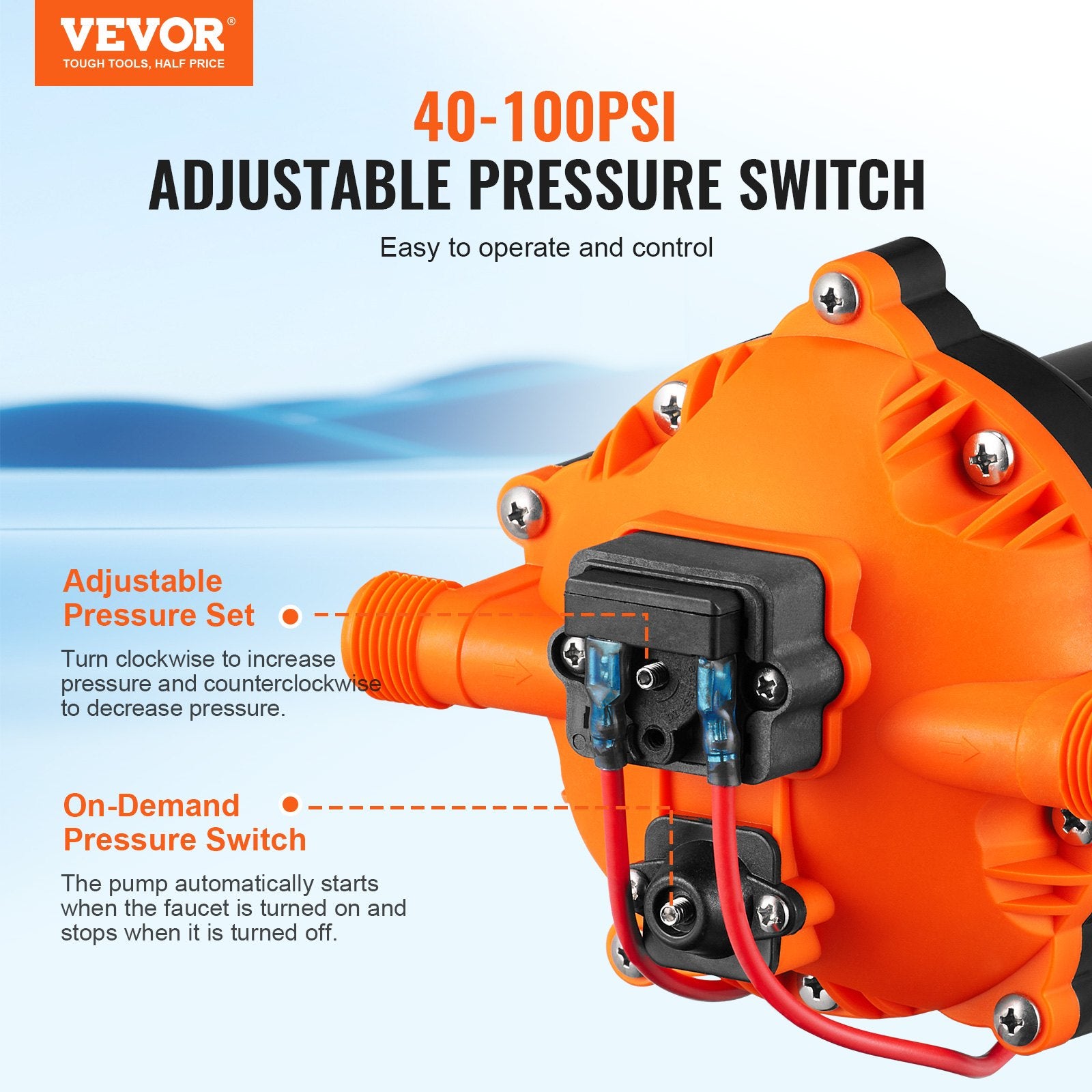 Vandens membraninis siurblys VEVOR NMDP52-G55-70-12, 12V