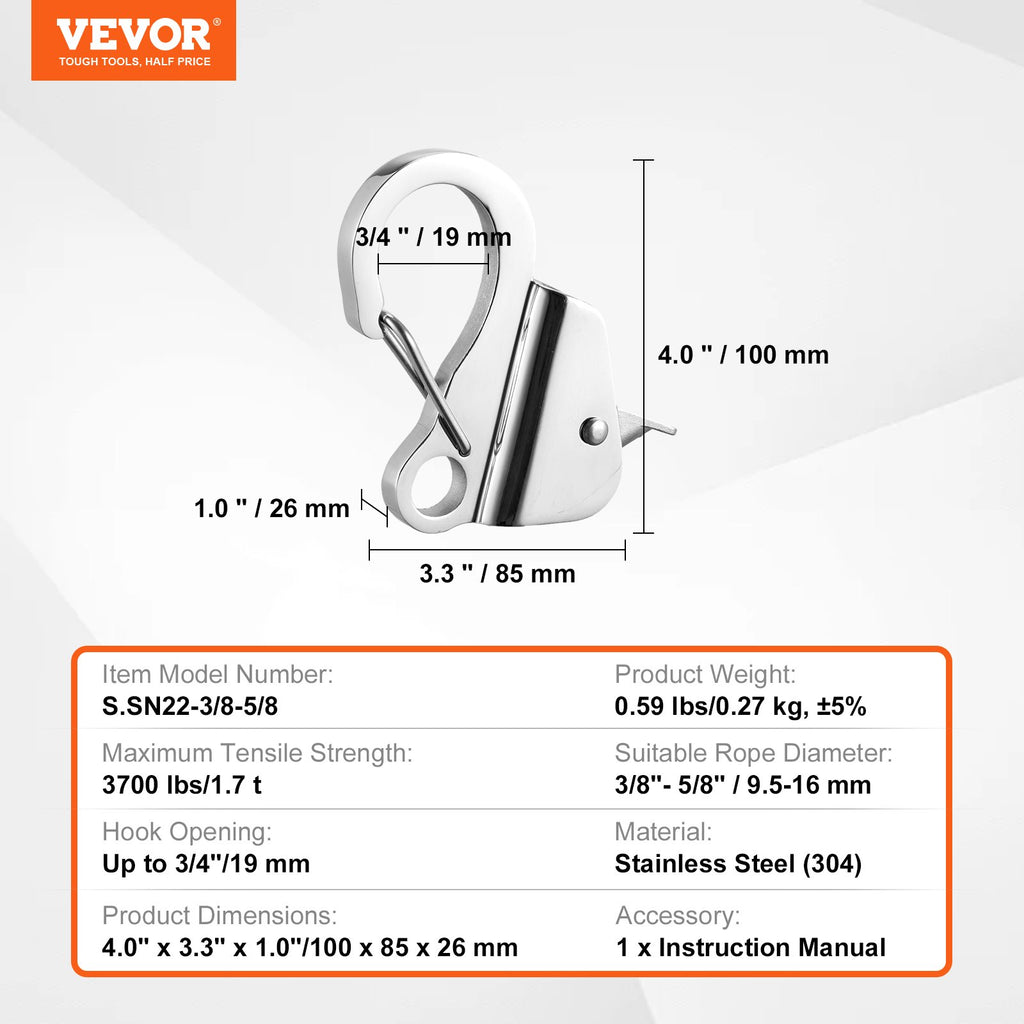 Valties inkaro kablys VEVOR S.SN22-3/8-5/8, 1,7 t keliamoji galia