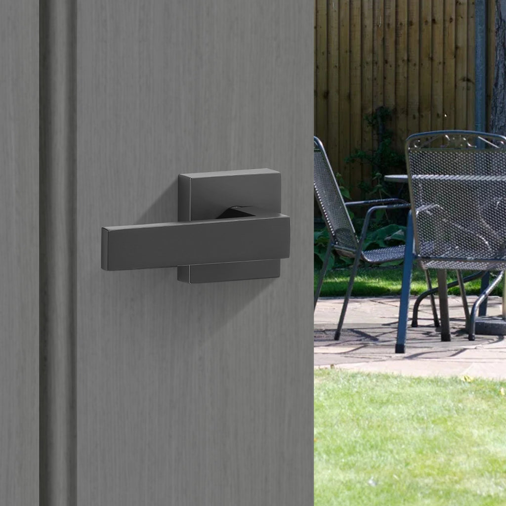 Lauko durų rankenų komplektas VEVOR DT1103-PS-BLK, matinė juoda