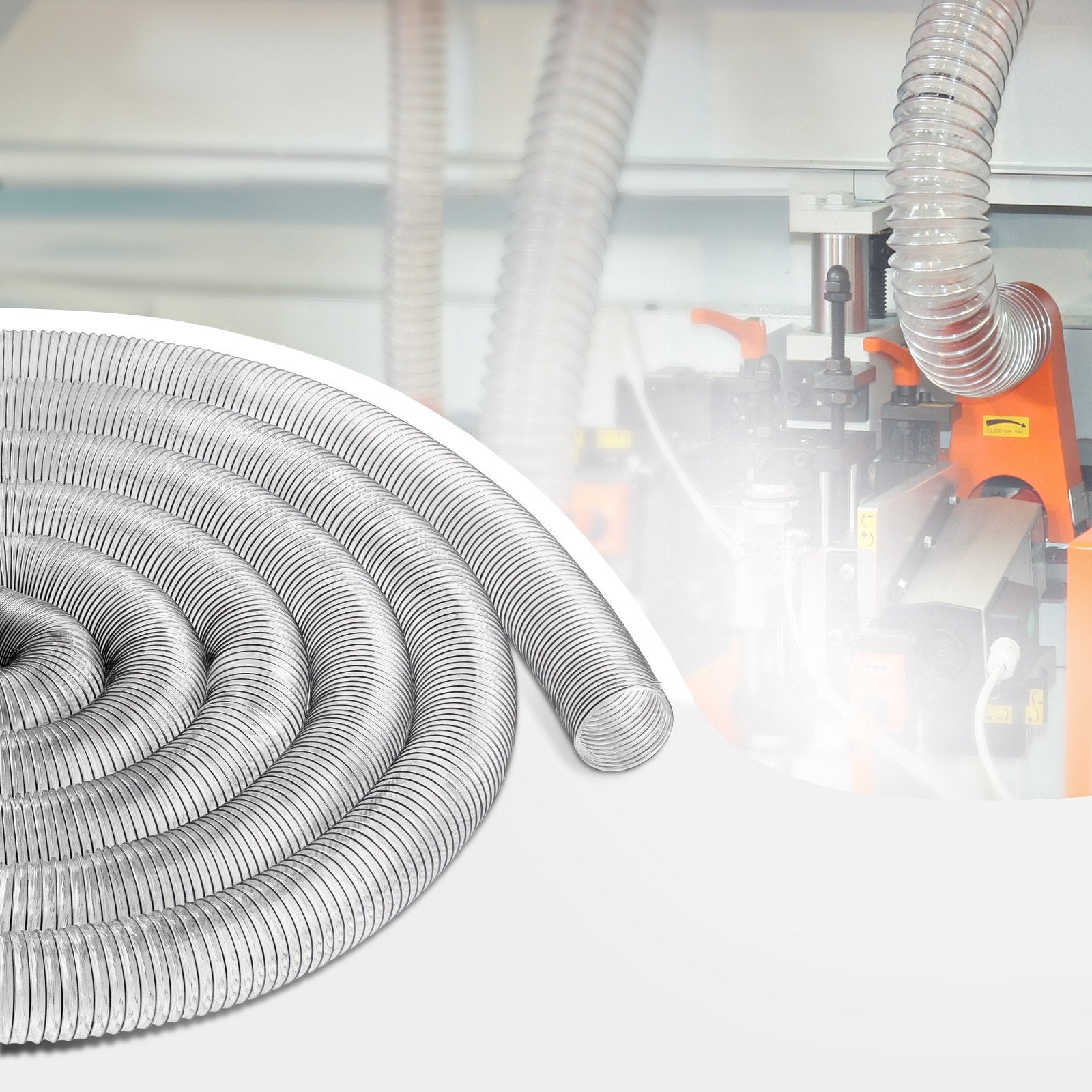 Dulkių siurbimo žarna VEVOR 4" x 50', PVC su plienine vija