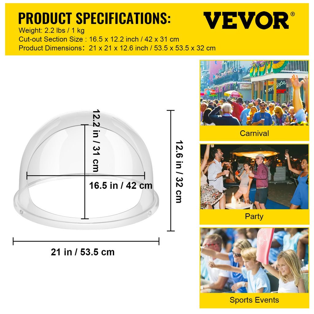 Cukraus vatos aparato gaubtas VEVOR, 53,5 cm skersmens