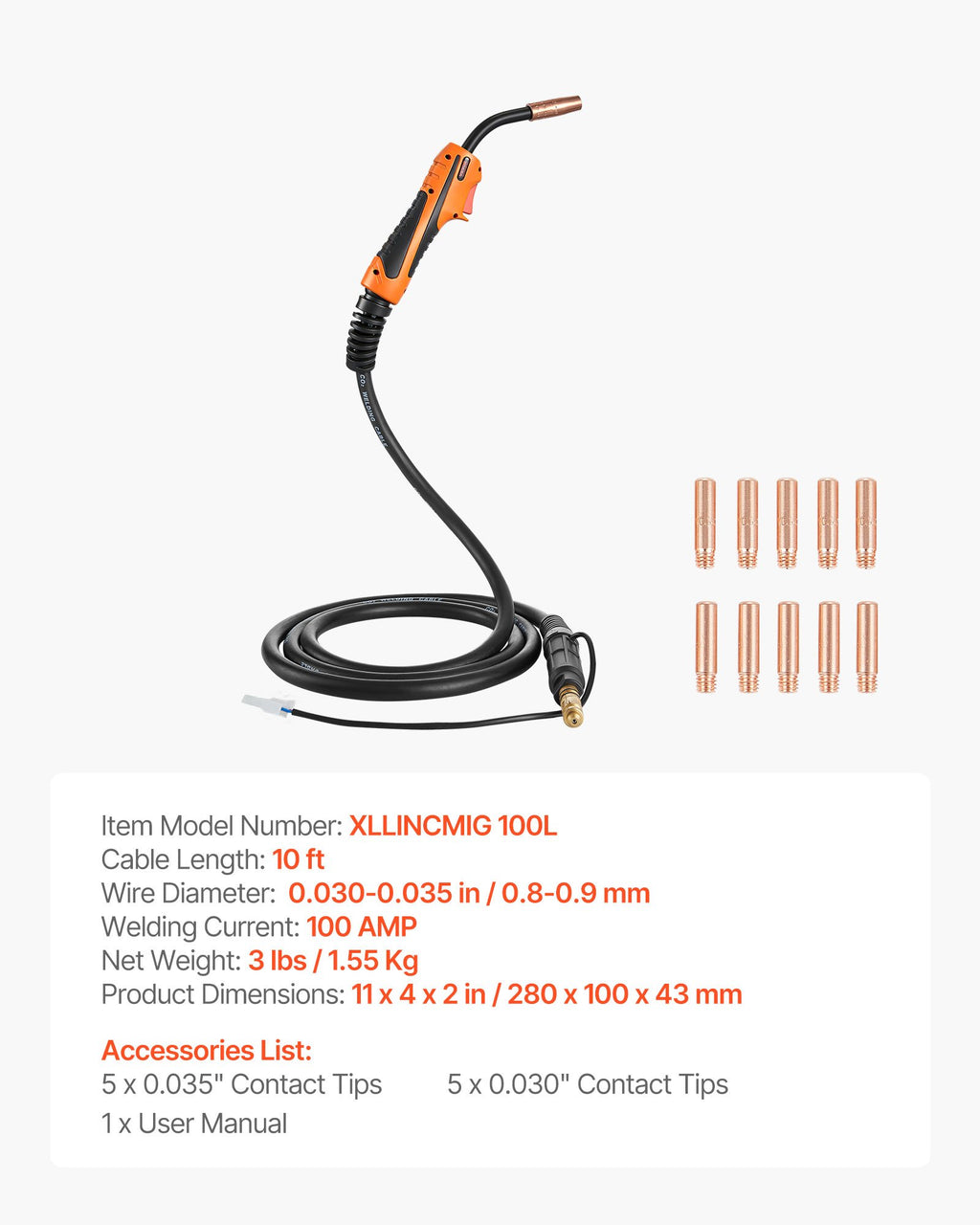 MIG suvirinimo degiklis VEVOR XLLINCMIG 100L, 100A
