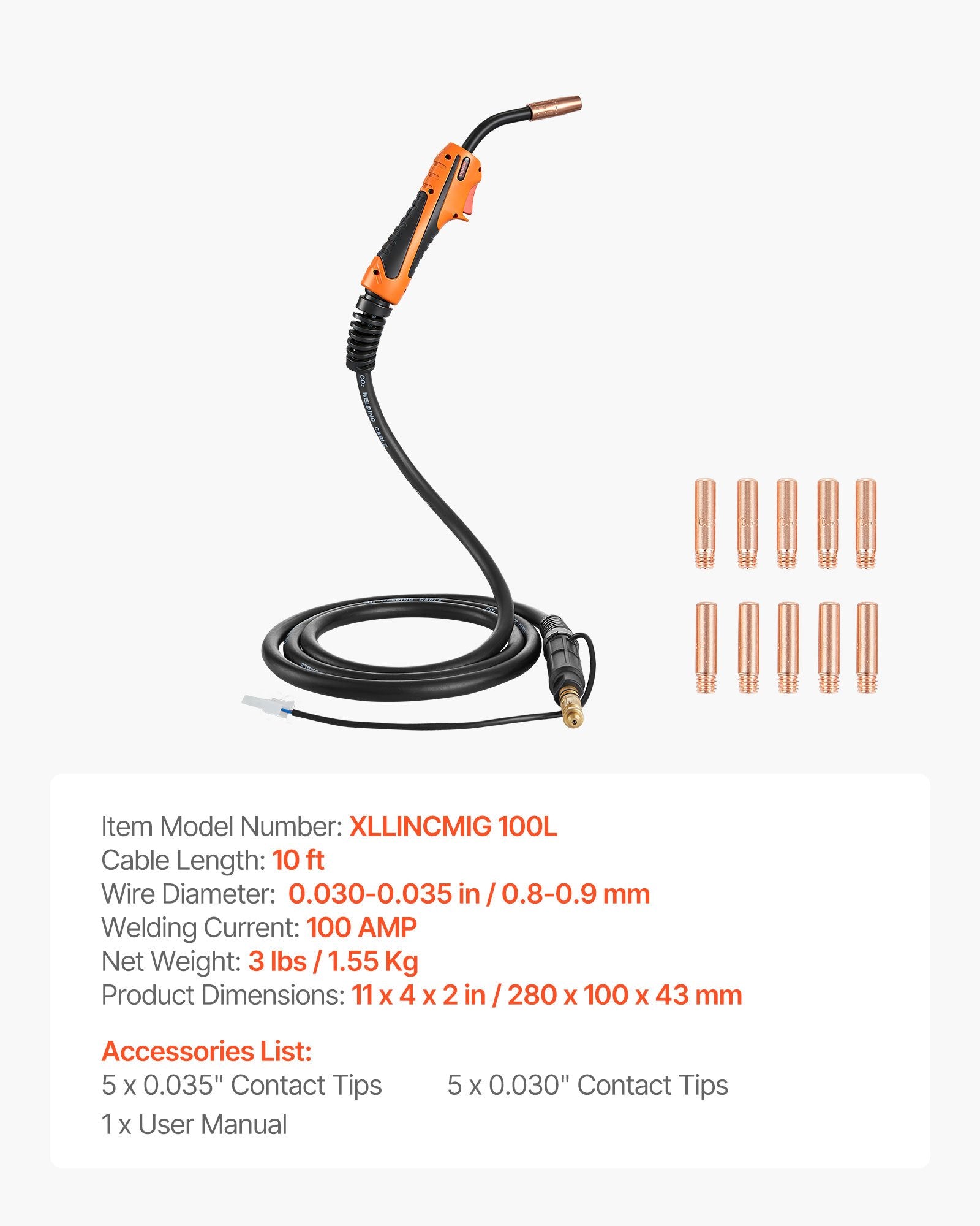 MIG suvirinimo degiklis VEVOR XLLINCMIG 100L, 100A