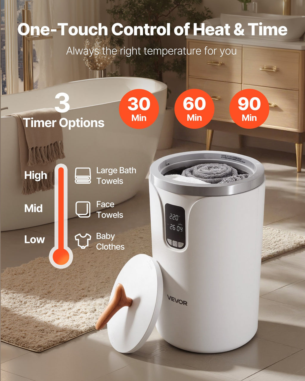 Rankšluosčių šildytuvas VEVOR E1689C, 20 l talpa