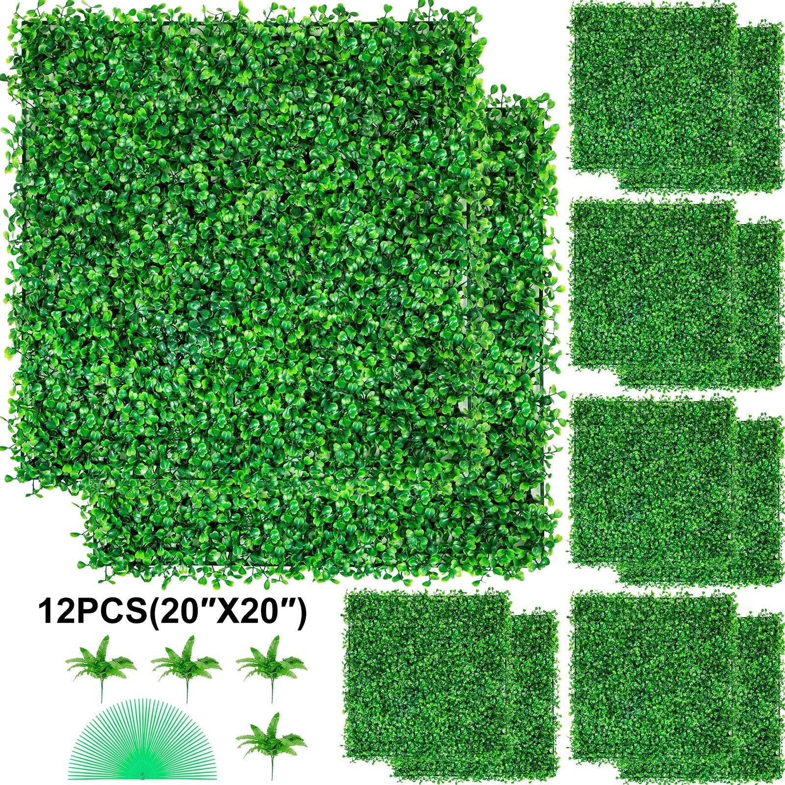 Dirbtinės gyvatvorės panelės VEVOR Boxwood, 12 vnt. rinkinys