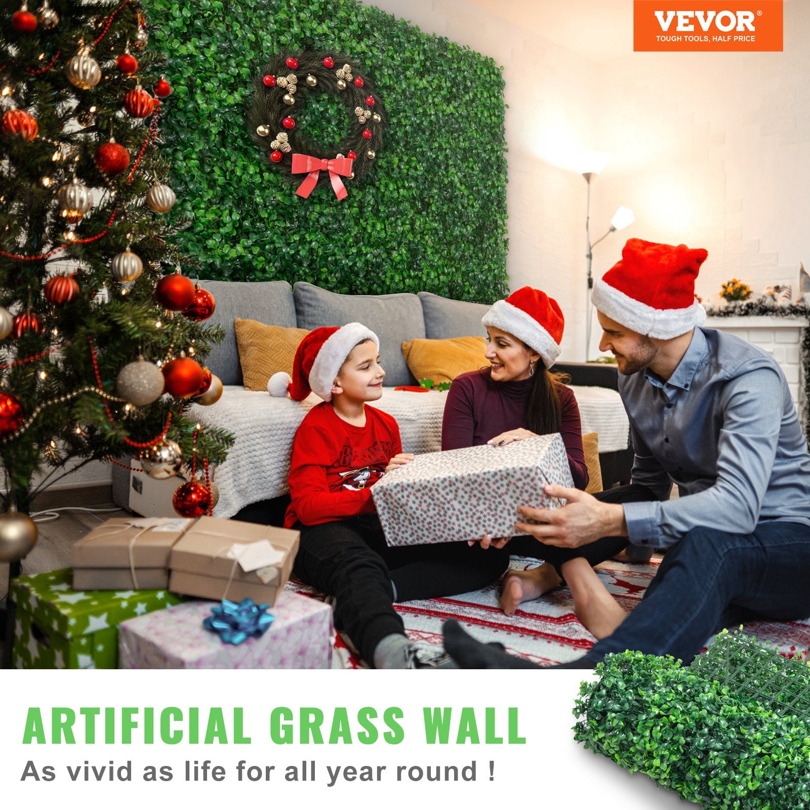 Dirbtinės gyvatvorės panelės VEVOR Boxwood, 12 vnt. (60x40 cm)