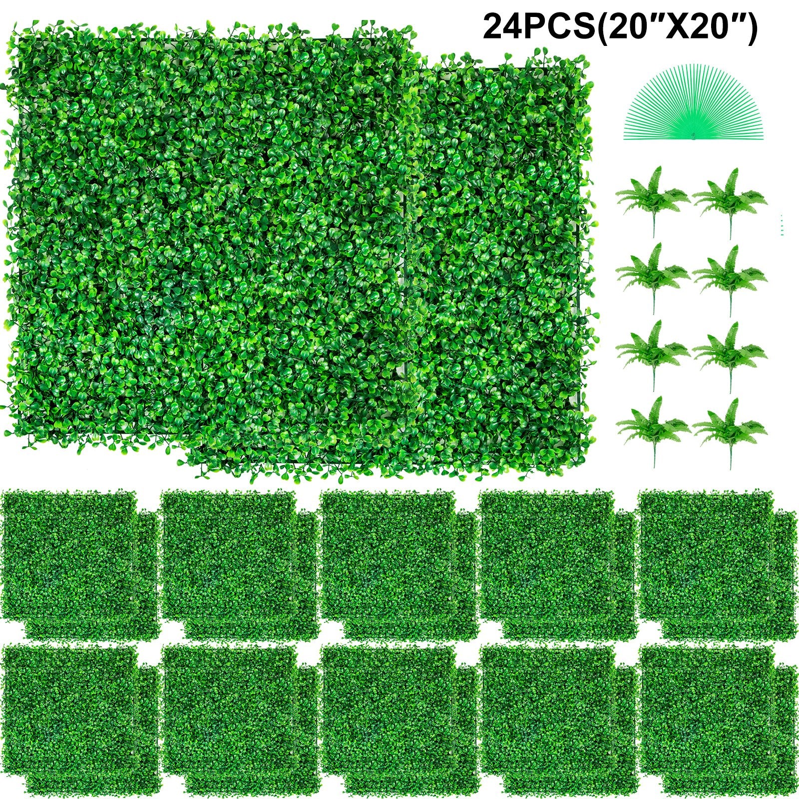 Dirbtinės gyvatvorės panelės VEVOR Boxwood Panel, 24 vnt. (50x50 cm)
