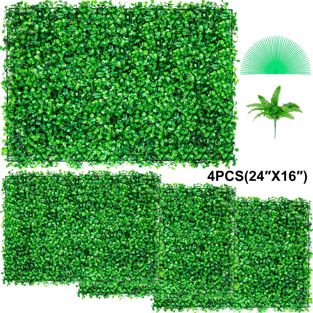 Dirbtinė gyvatvorė VEVOR Boxwood Panel, 4 vnt. (60x40 cm)