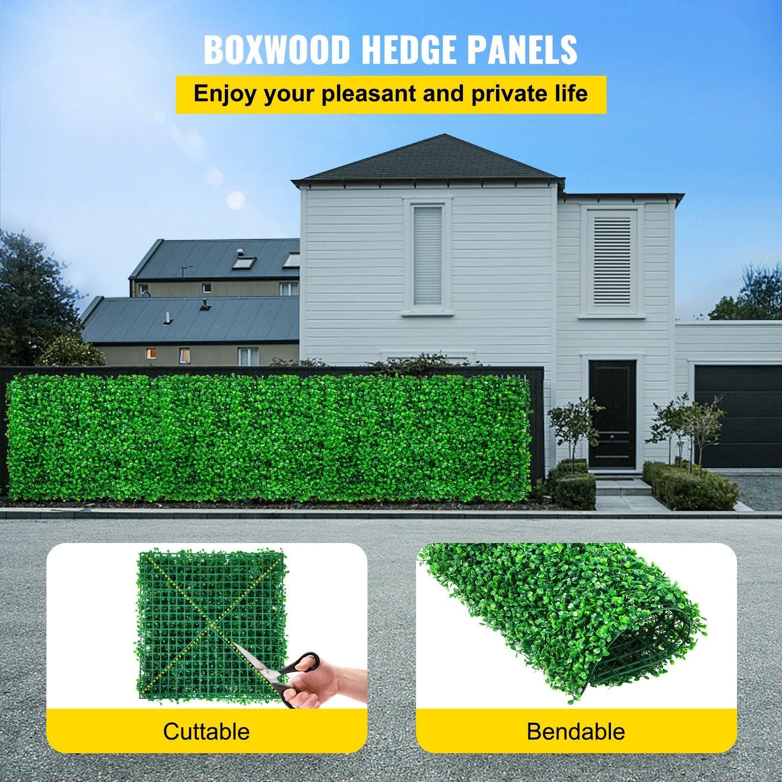 Dirbtinė gyvatvorė VEVOR Boxwood Panel, 50x50 cm, 6 vnt.