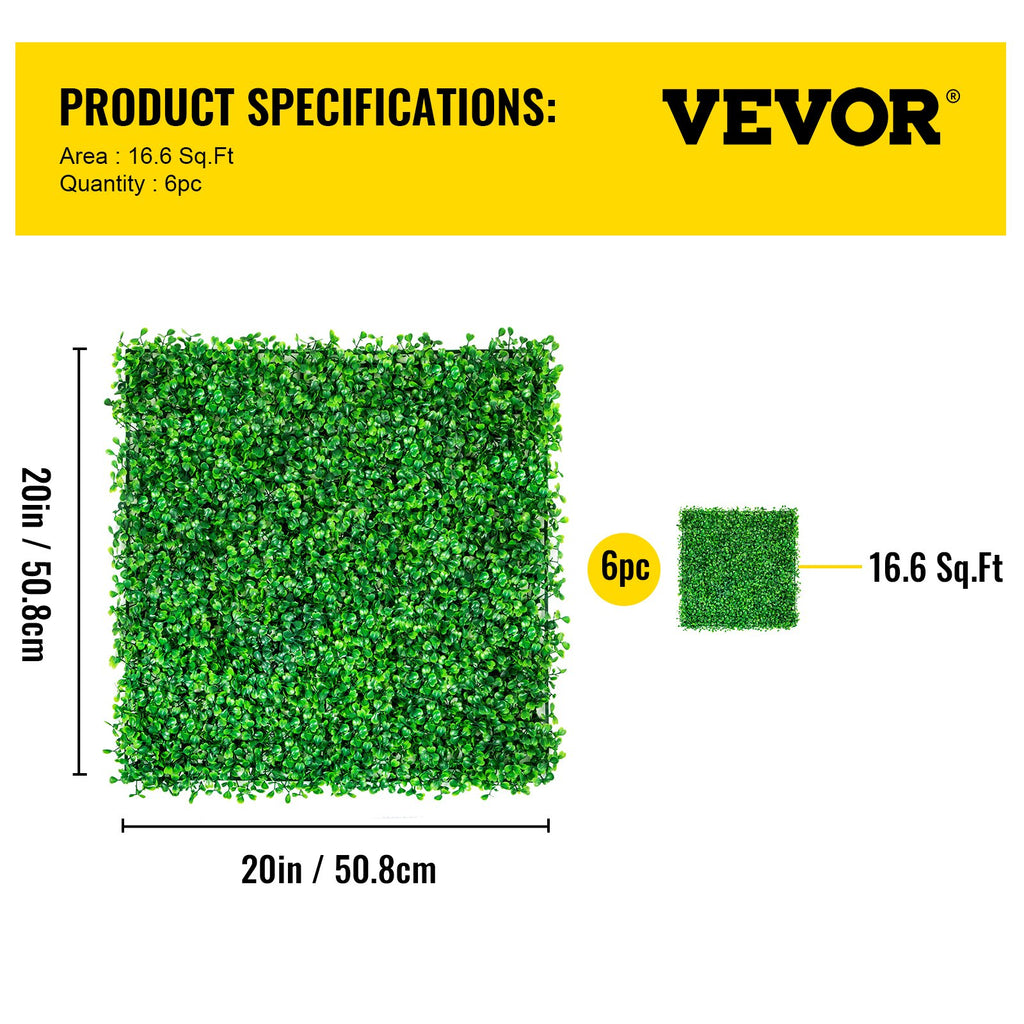 Dirbtinė gyvatvorė VEVOR Boxwood Panel, 50x50 cm, 6 vnt.
