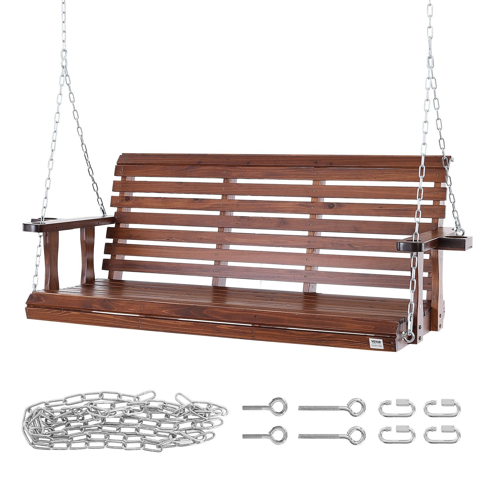 Medinė terasos sūpynė VEVOR YQ-117D, 400 kg keliamoji galia