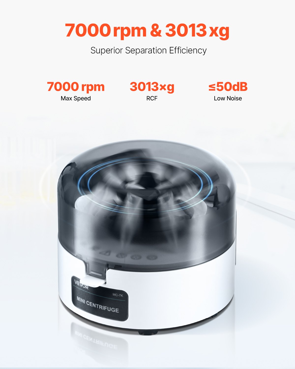 Mini laboratorinė centrifugė VEVOR MC-7K, 7000 sūk./min.