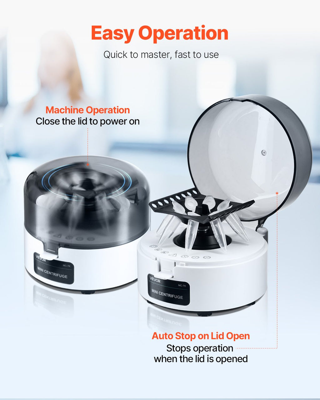 Mini laboratorinė centrifugė VEVOR MC-7K, 7000 sūk./min.