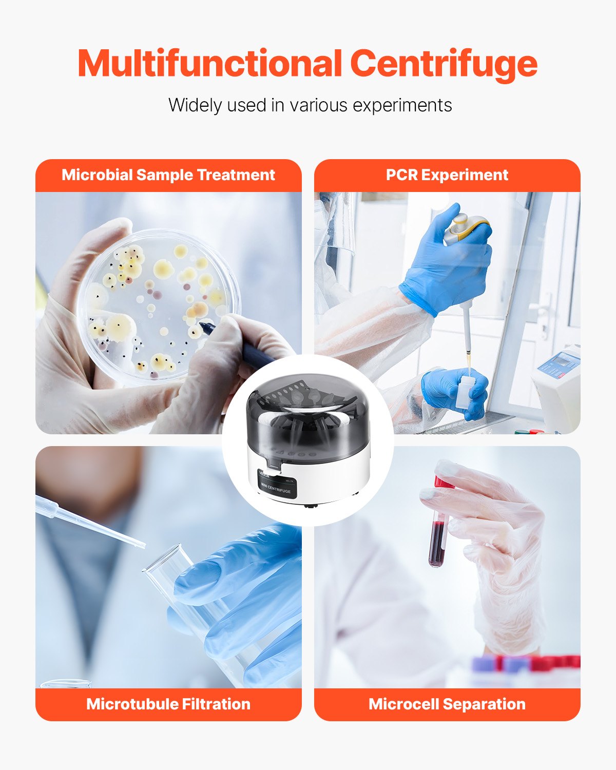 Mini laboratorinė centrifugė VEVOR MC-7K, 7000 sūk./min.