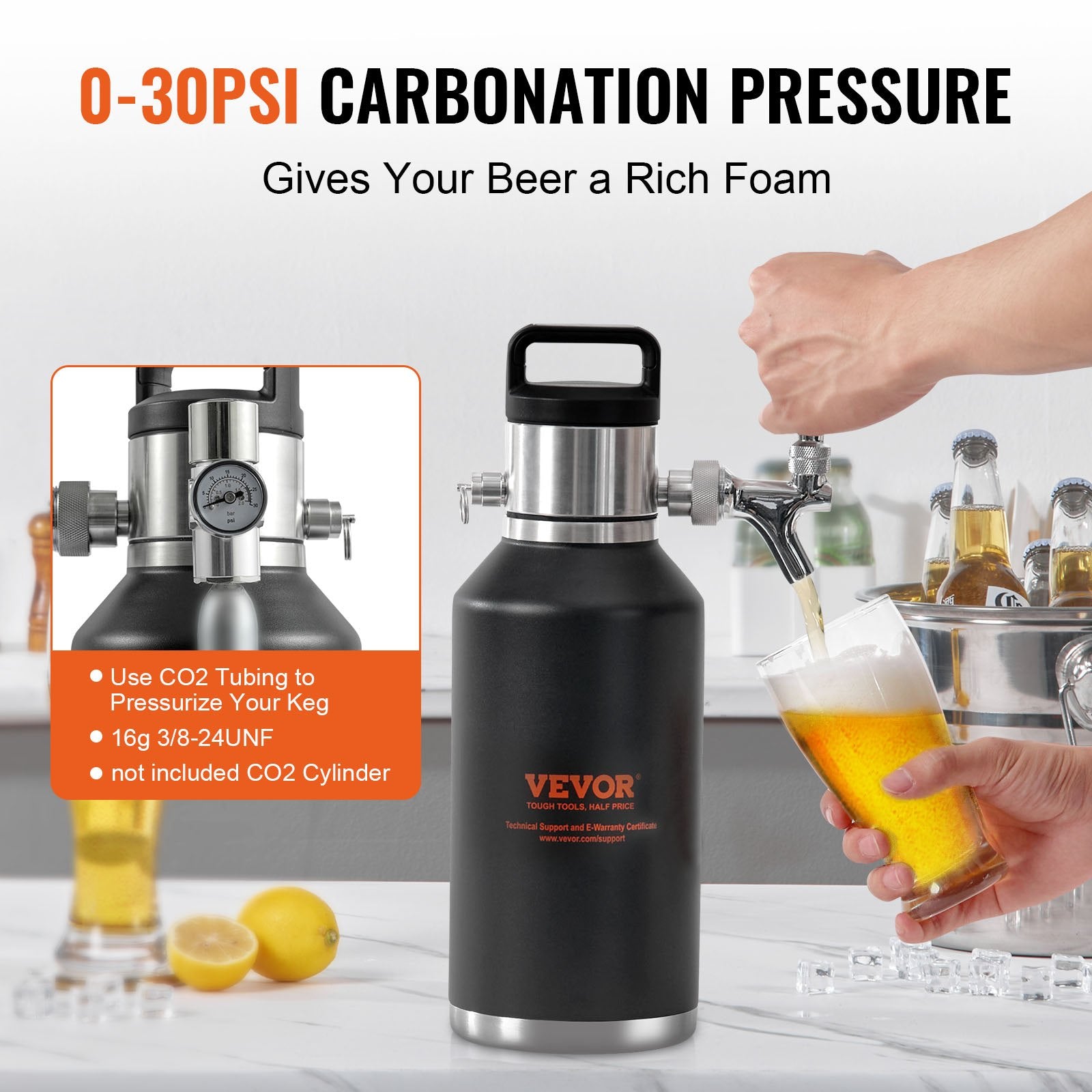 Mini alaus statinaitė (growler) VEVOR KIT BEER-22, 1,89 l