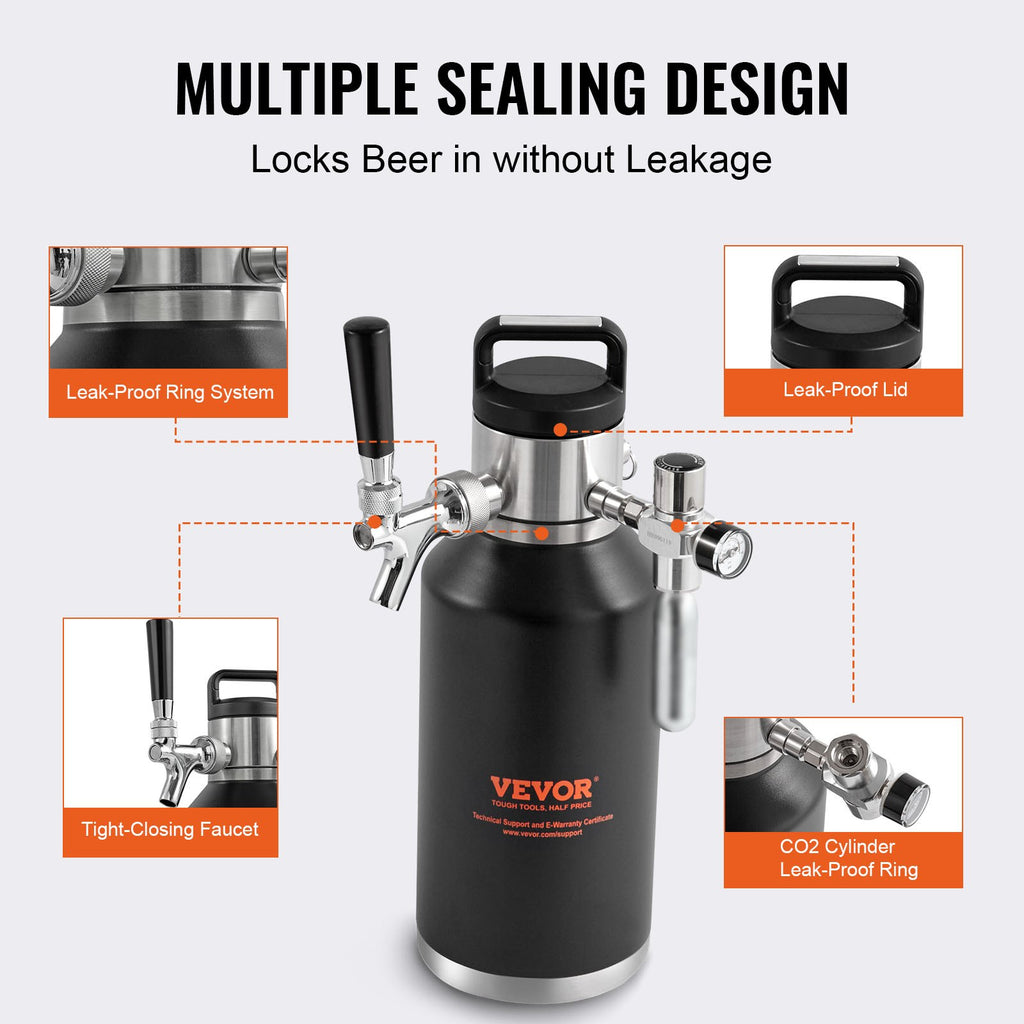 Mini alaus statinaitė (growler) VEVOR KIT BEER-22, 1,89 l