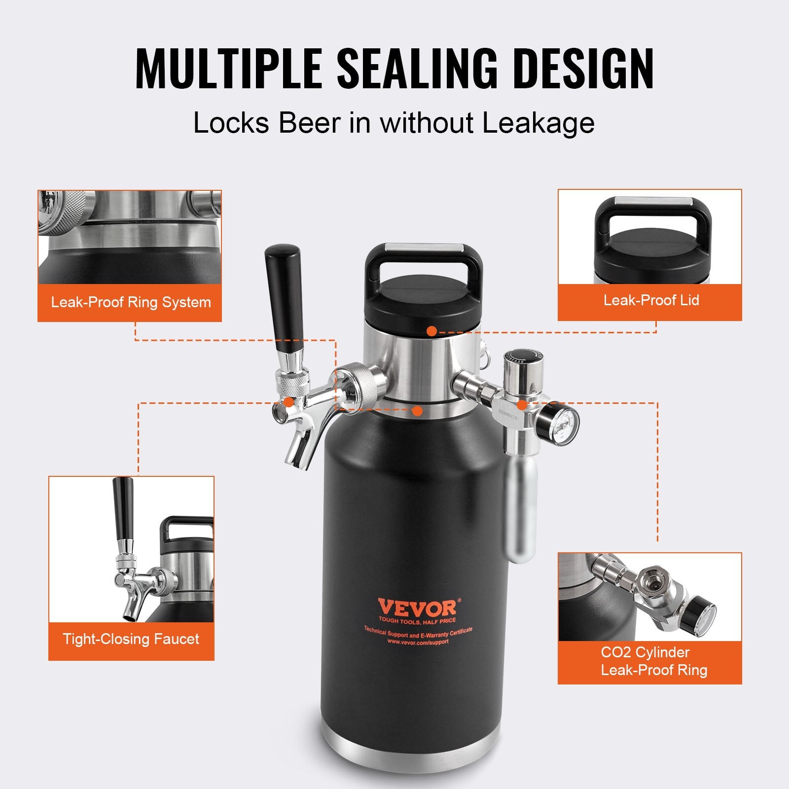 Mini alaus statinaitė (growler) VEVOR KIT BEER-22, 1,89 l