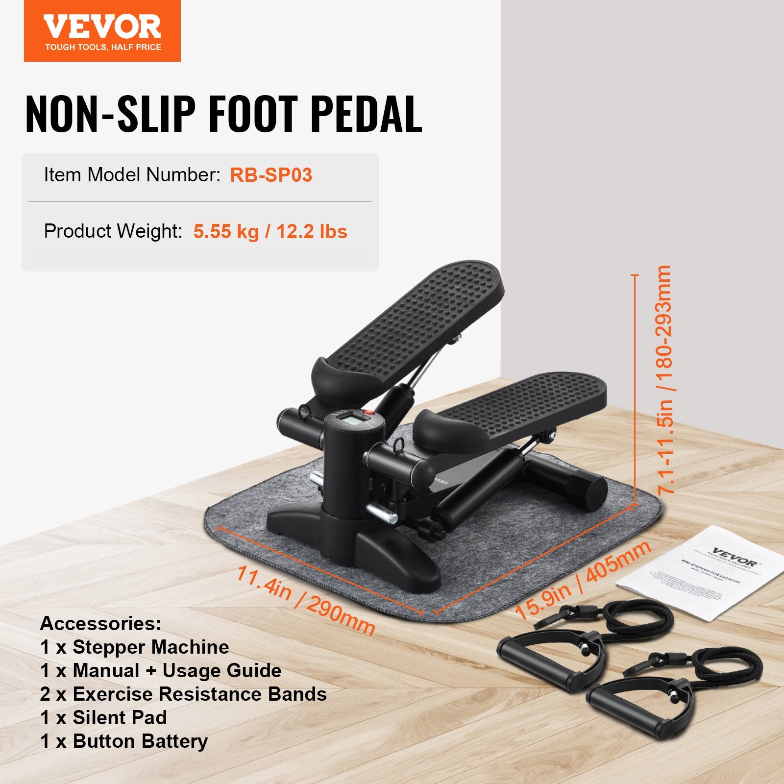 Mini steperis VEVOR RB-SP03, 150 kg apkrova
