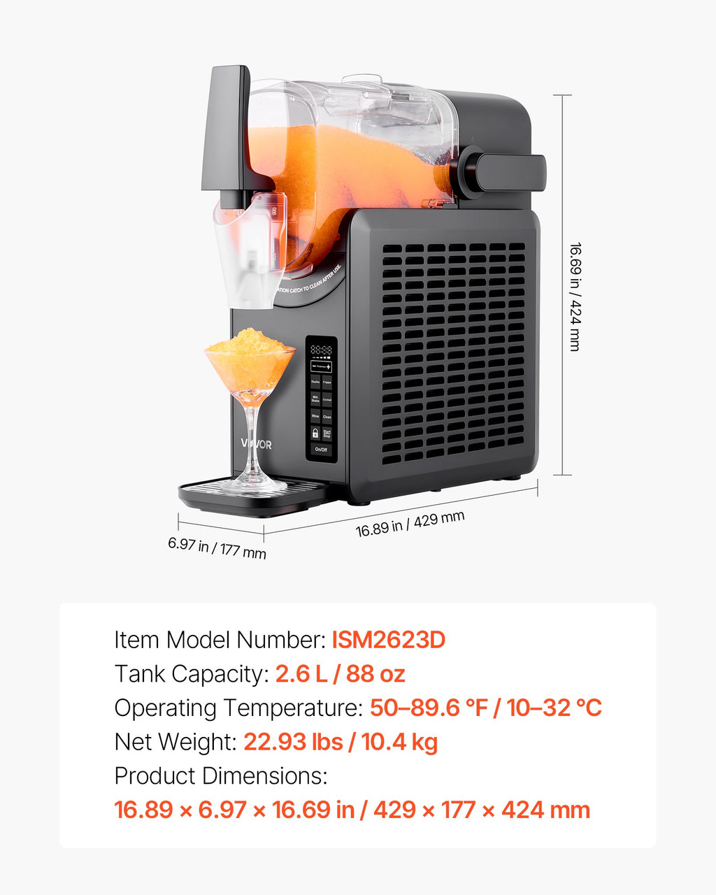 Šaldytų gėrimų aparatas VEVOR ISM2623D, 2,5 l talpa