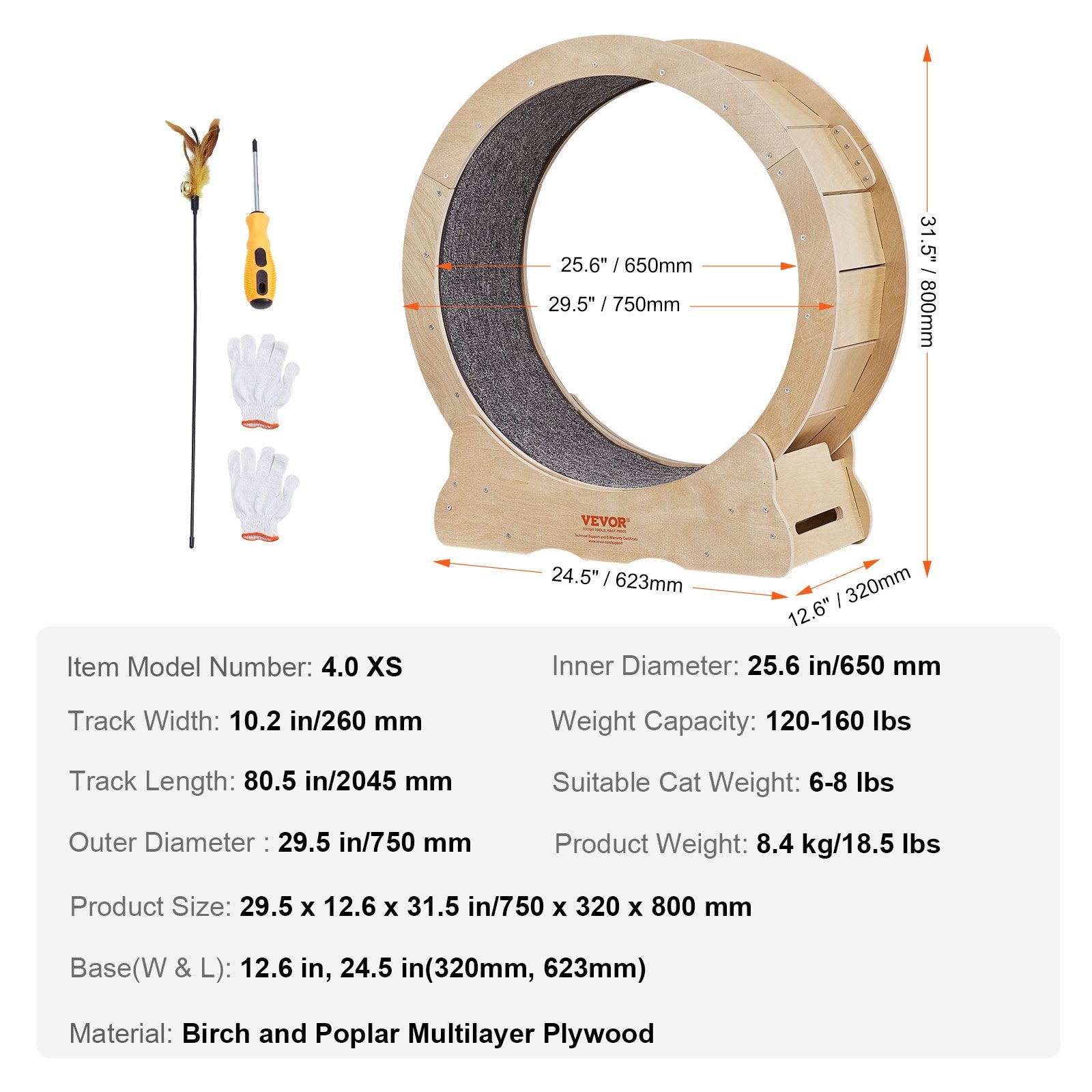 Kačių bėgimo ratas VEVOR 4.0 XS, 75 cm skersmens