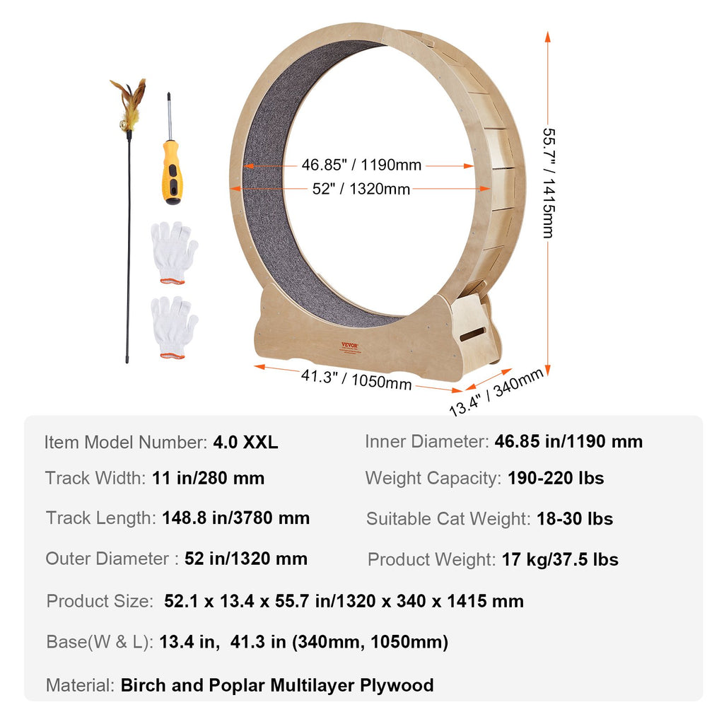 Kačių bėgimo ratas VEVOR 4.0 XXL, 132 cm skersmens