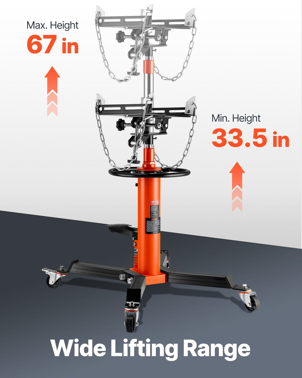 Pavarų dėžių keltuvas VEVOR 1100ORANGEJACK, 500 kg