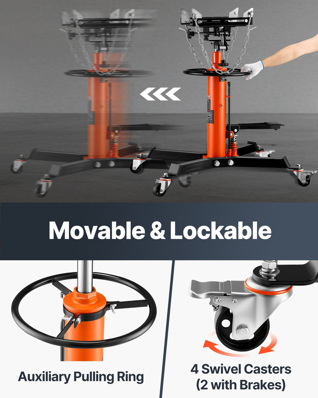 Pavarų dėžių keltuvas VEVOR 1100ORANGEJACK, 500 kg