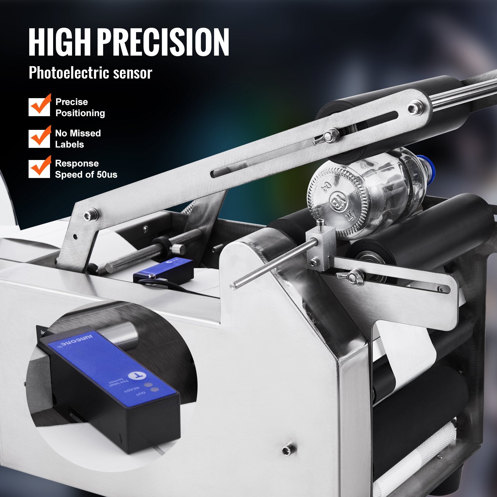 Pusiau automatinė apvalių butelių ženklinimo mašina VEVOR MT-50SS-V2, 20-50 vnt./min.