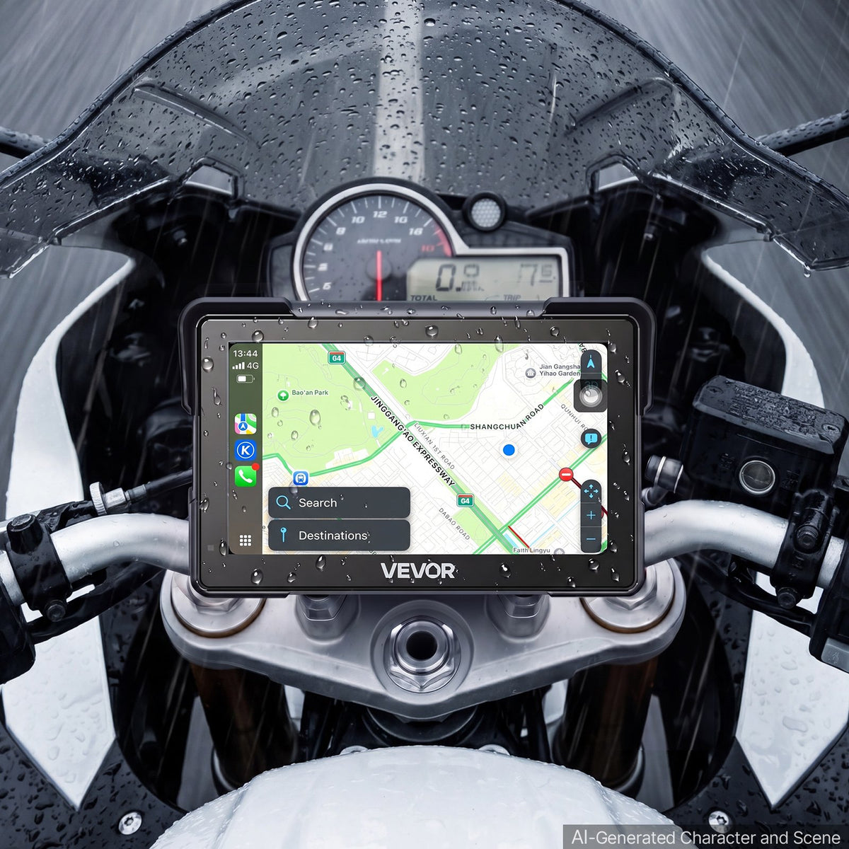 Motociklo navigacijos sistema VEVOR F93D+, 7 colių ekranas