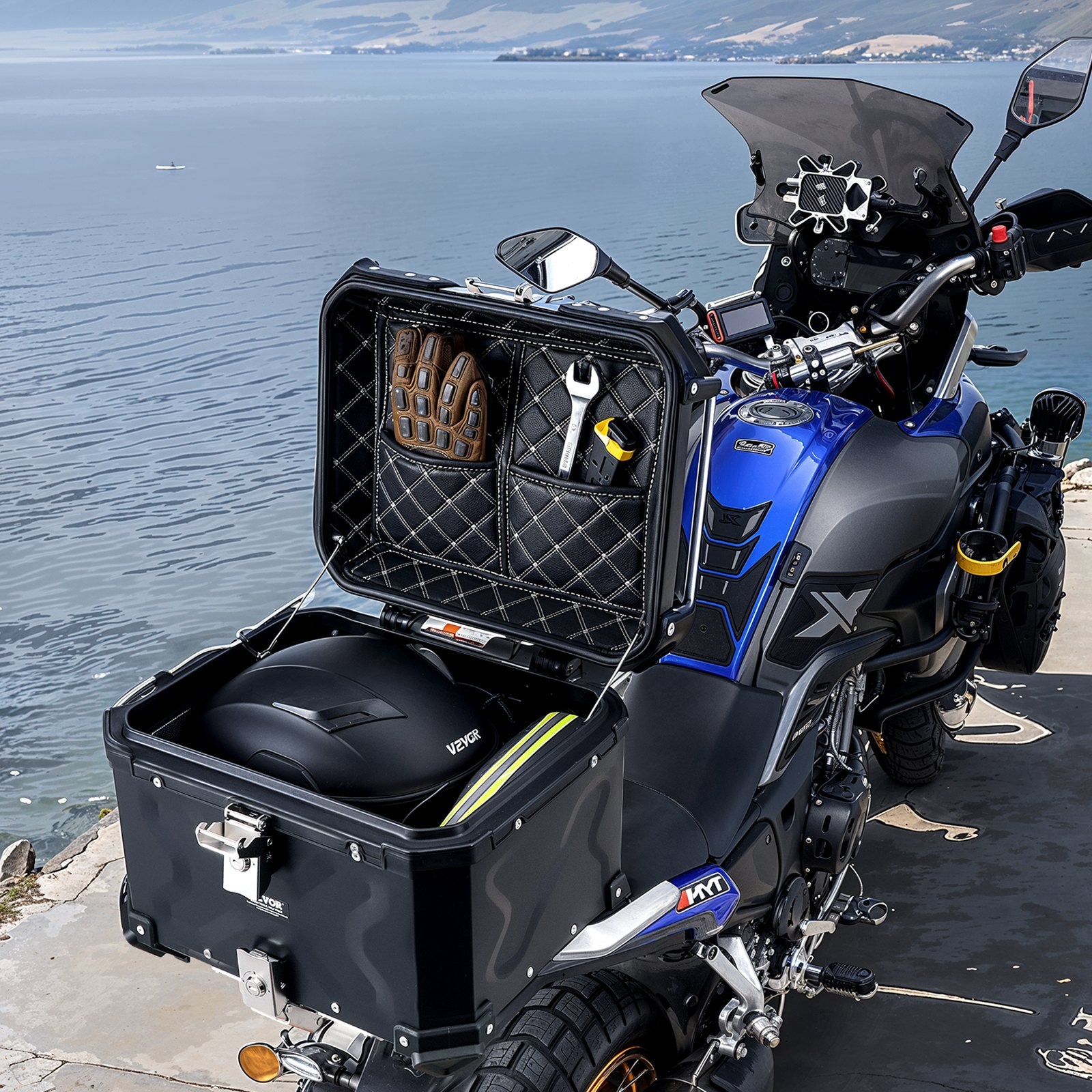 Motociklo galinė dėžė VEVOR 45L-B, 45 l talpa