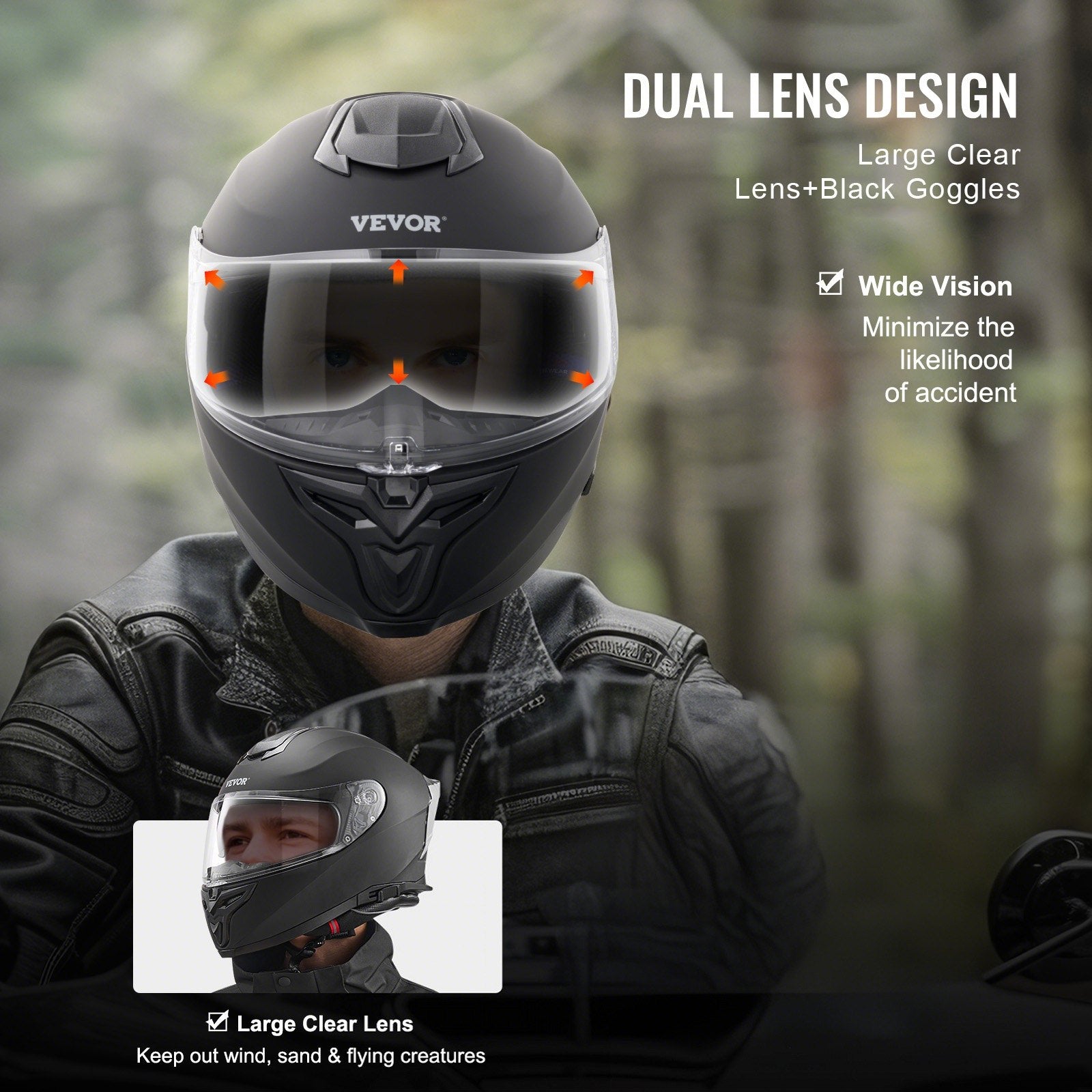 Motociklininko šalmas VEVOR WLT-169, M dydis