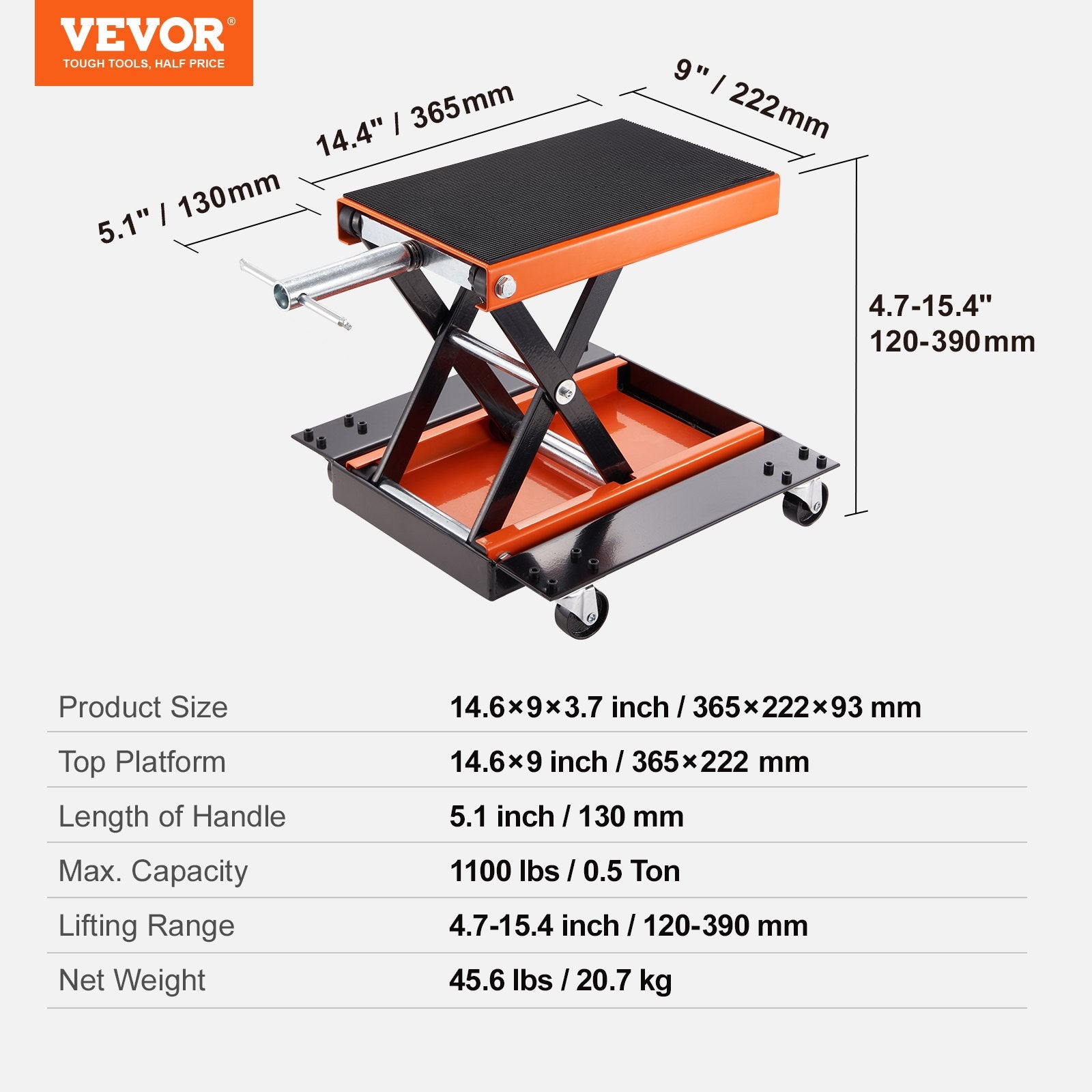 Motociklų keltuvas VEVOR M110203, 499,5 kg