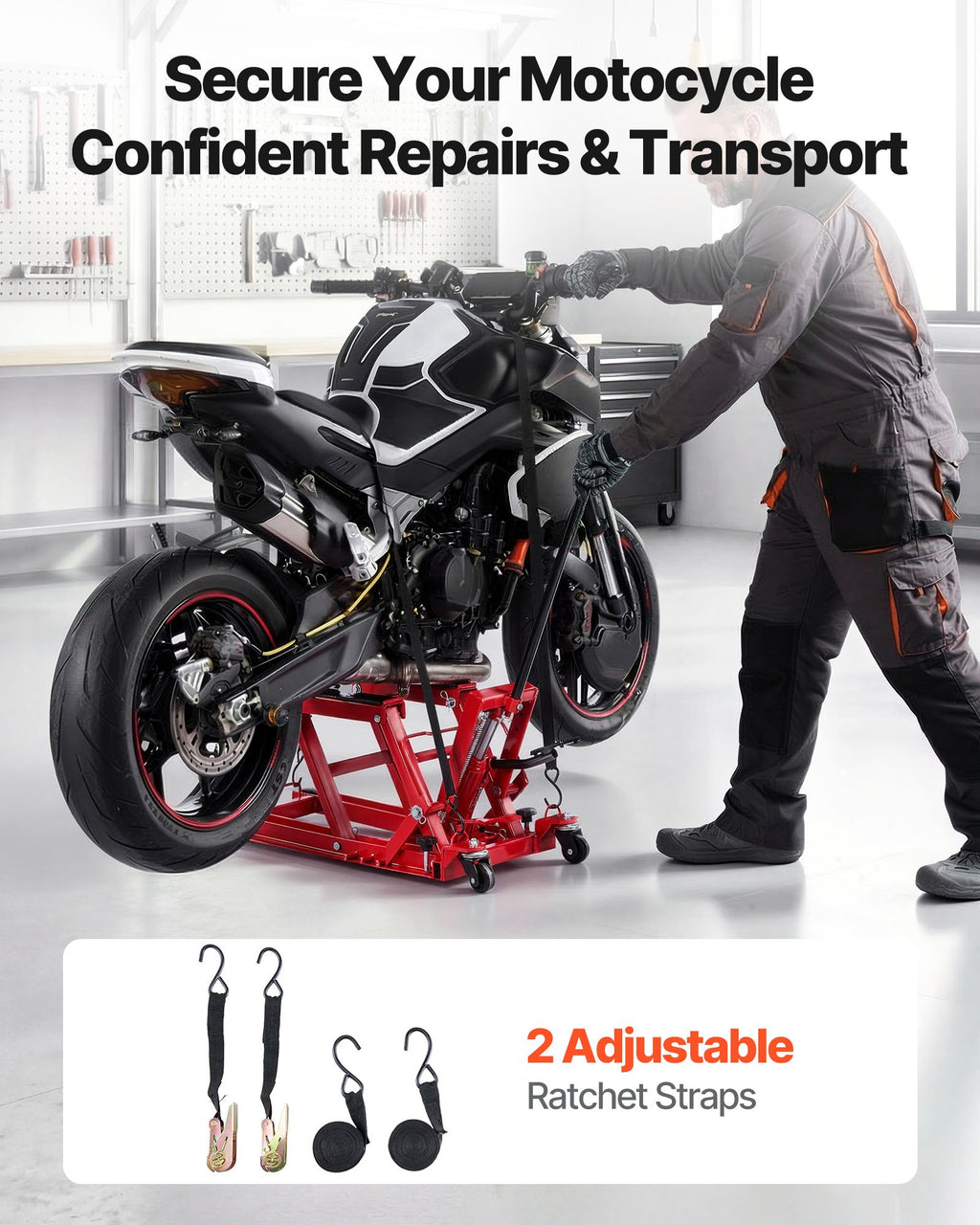 Hidraulinis motociklų ir keturračių keltuvas VEVOR ZX0901-3C, 680 kg