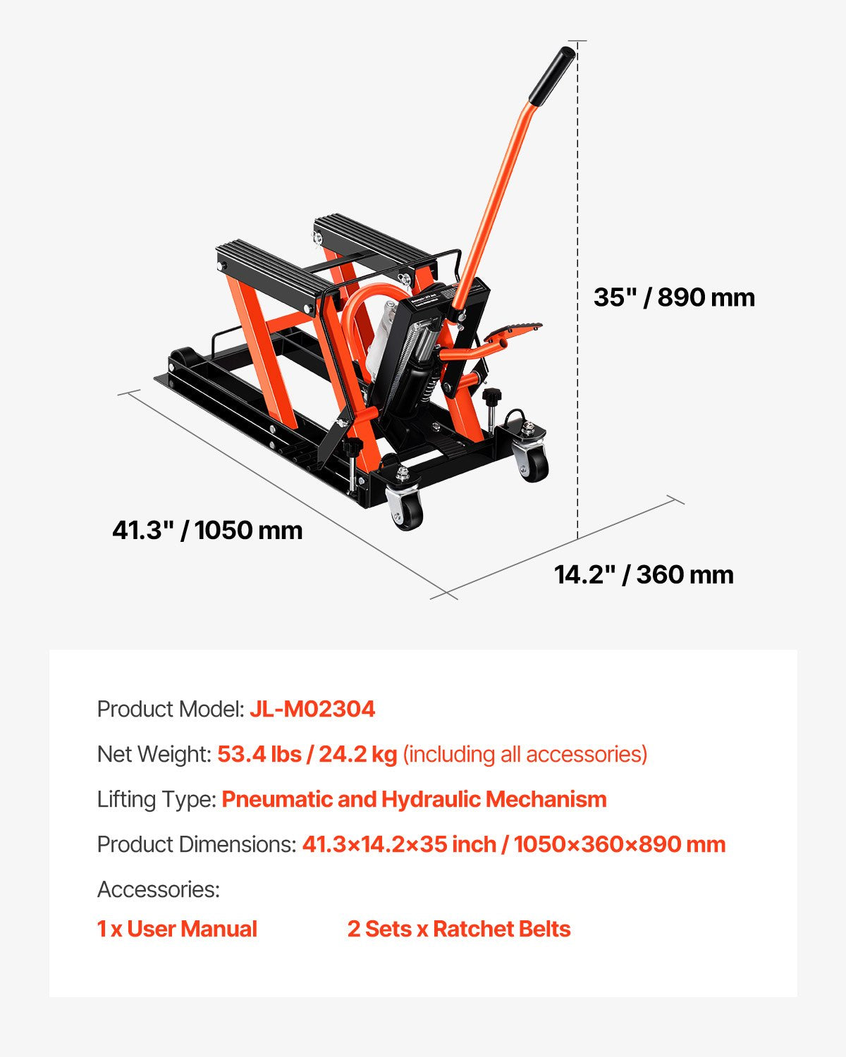 Motociklų keltuvas VEVOR JL-M02304, 680 kg keliamoji galia