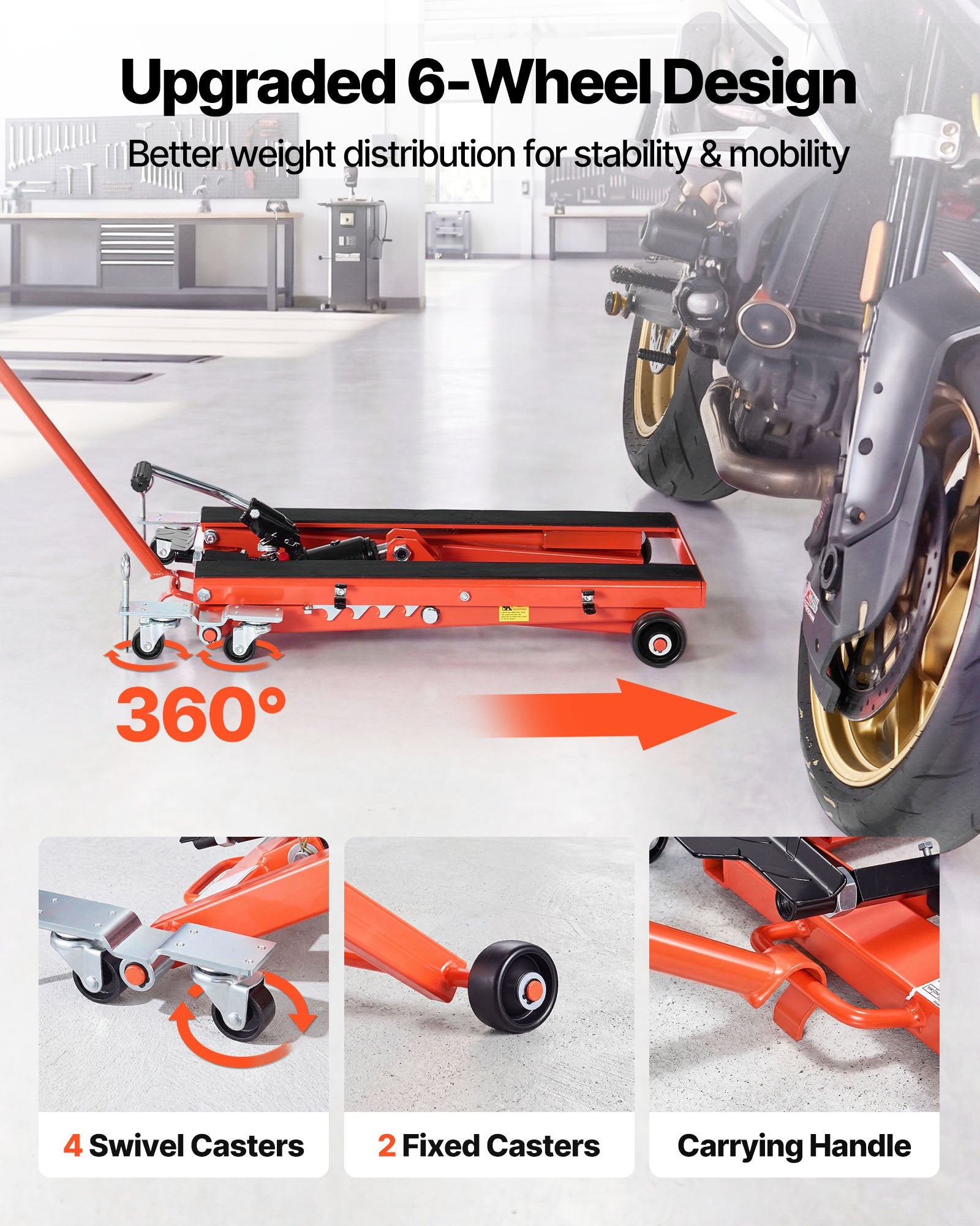 Hidraulinis motociklų keltuvas VEVOR JL-M01108, 499 kg