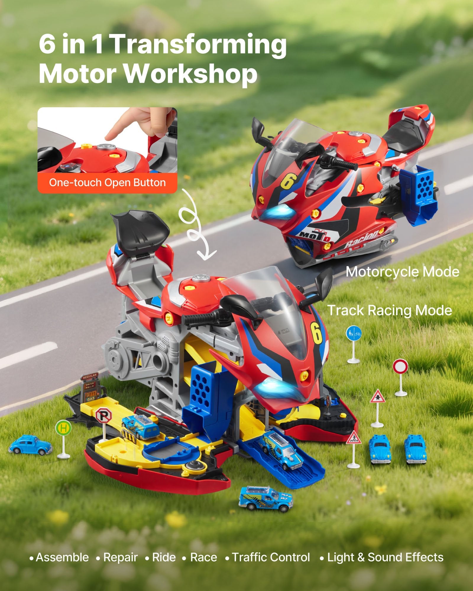 Žaislinis motociklo variklis VEVOR D003-2, 25 dalių rinkinys