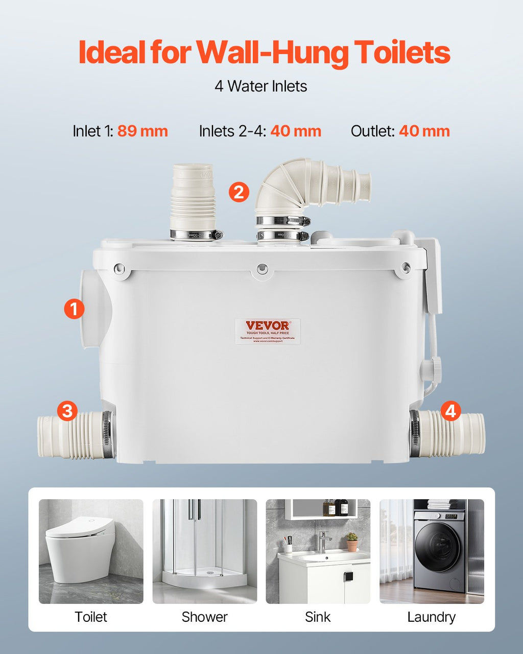 Smulkinantis nuotekų siurblys VEVOR FLO500, 500 W