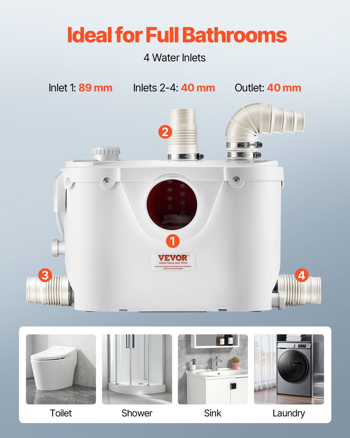 Smulkinantis nuotekų siurblys VEVOR FLO500-BE, 500 W