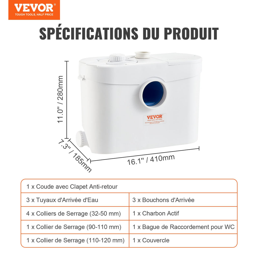 Smulkinantis nuotekų siurblys VEVOR FLO700, 700 W