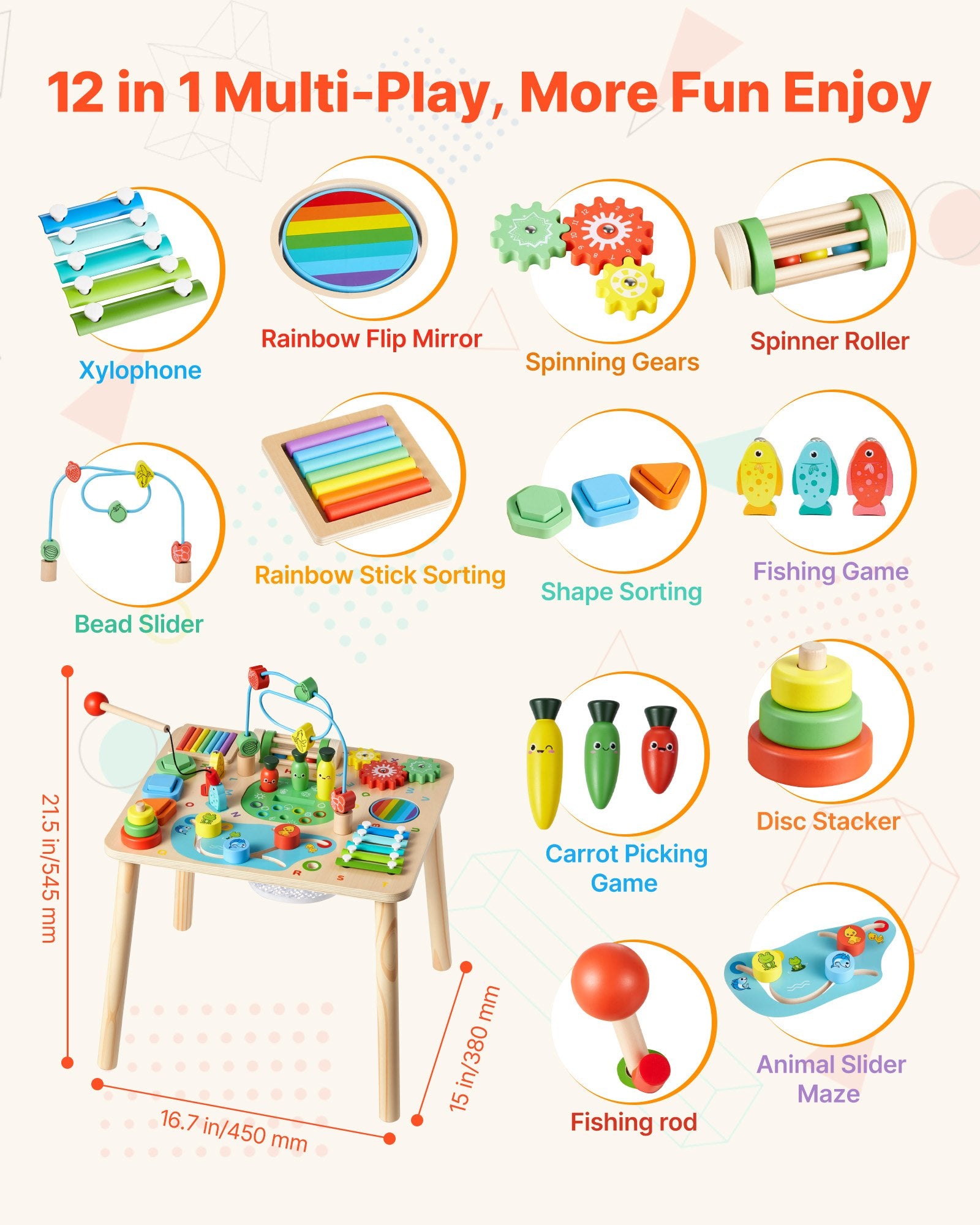 Montessori veiklos staliukas VEVOR AC8355, 13 viename