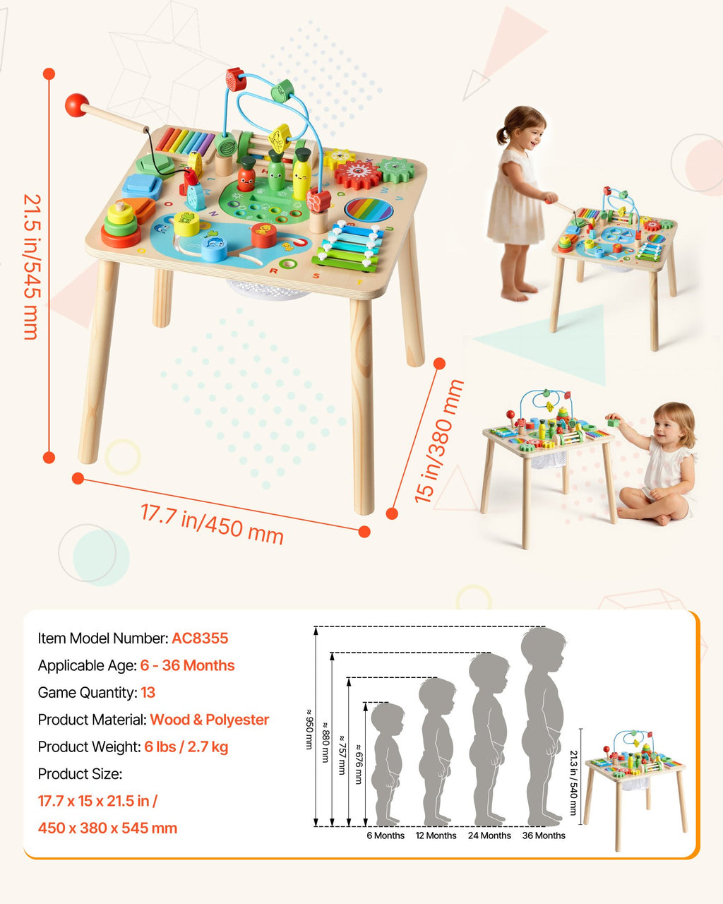 Montessori veiklos staliukas VEVOR AC8355, 13 viename